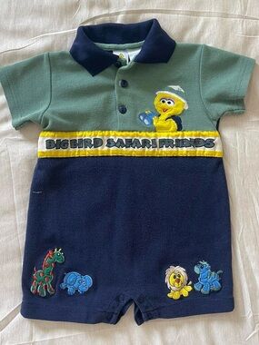 Vintage Sesame Street Big Bird Safari Romper One-Piece